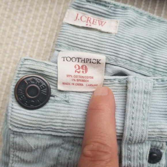 J. Crew Toothpick Baby blue Corduroy jeans/pants - Picture 3 of 3